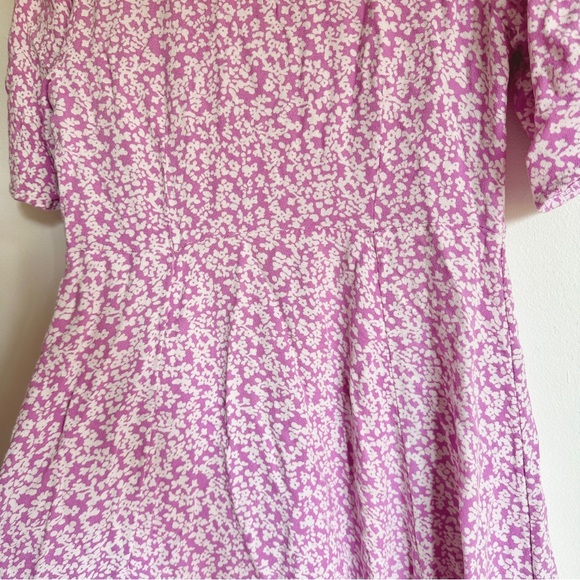 Yas Stelli Flutter-Sleeve Floral Midi Shirtdress Pink White Relaxed Circle S - Picture 11 of 13